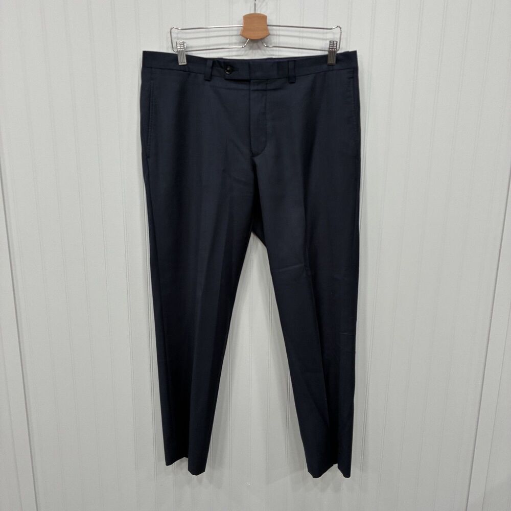 Ted Baker Men's W35 x L30 Navy Blue Slim Fit 100% Wool Dress Pants